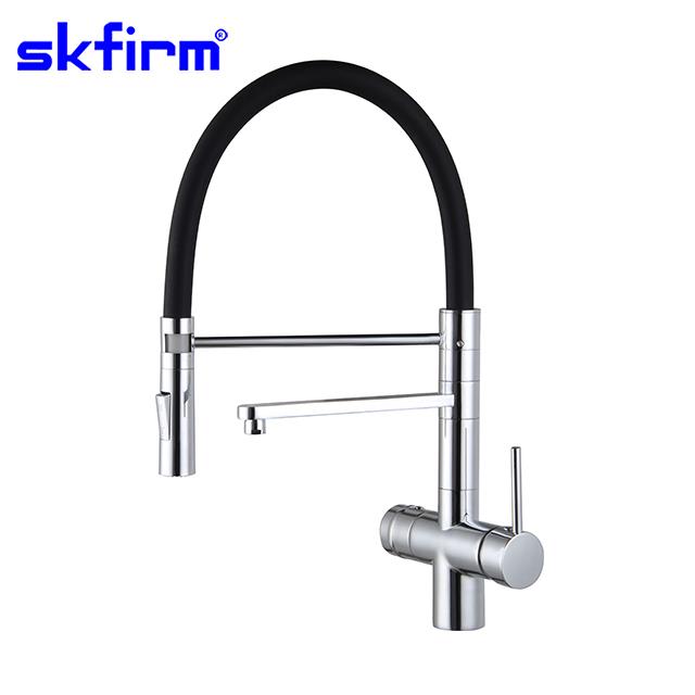 Galvanized pull out 3 way kitchen faucet